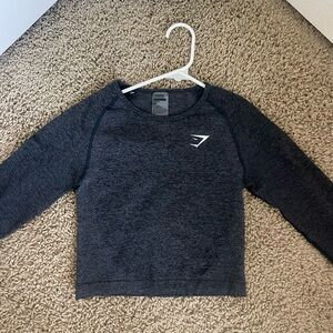 Gymshark seamless long sleeve crop in heathered black NWOT
